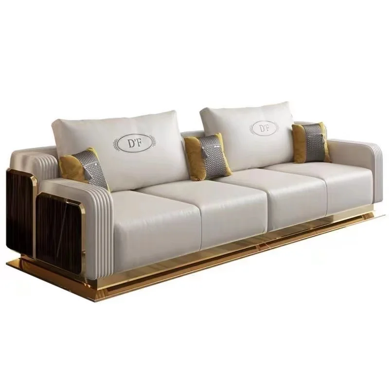 Italian Light Luxury Leather Sofa for Modern Living Rooms