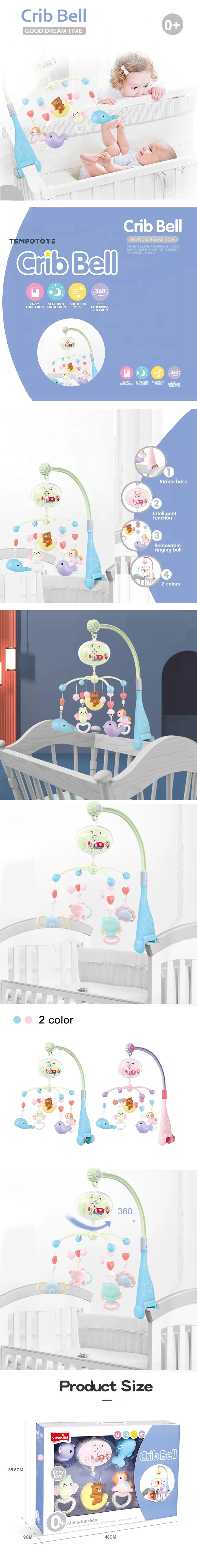 Lovely musical electric hanging rattle follow baby bed bell mobile hanger toy for infant