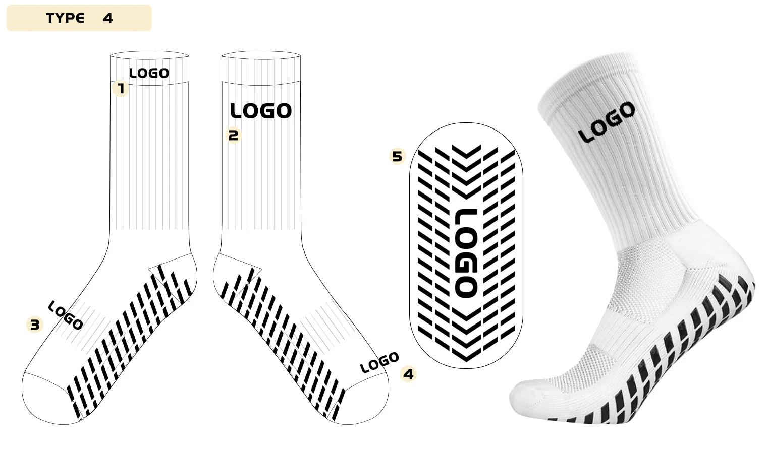 Free Samples Grip Socks Soccer Athletic Anti Slip Socks Soft Breathable