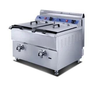 2 Tank 2 Basket Capacity 2x18L Power 2x5000W/hr Model HGF-780 with Oil Drain Valves Gas Deep Fat Fryer Gas Fryer