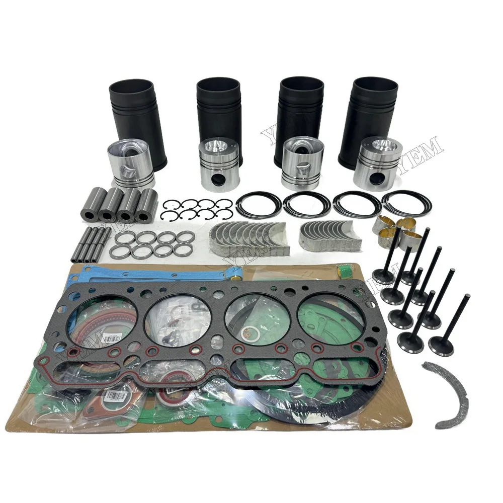 Rebuild Overhaul Repair Kit With Valves Engine Bearings Cylinder Liner Piston Rings Full Gasket Kit for Komatsu 4D105 Engine