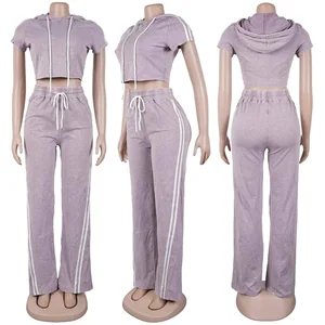 Dropshipping New Arrivals 2026 S-3XL Women Clothing Best Selling Short Sleeve Two Piece Pants Set