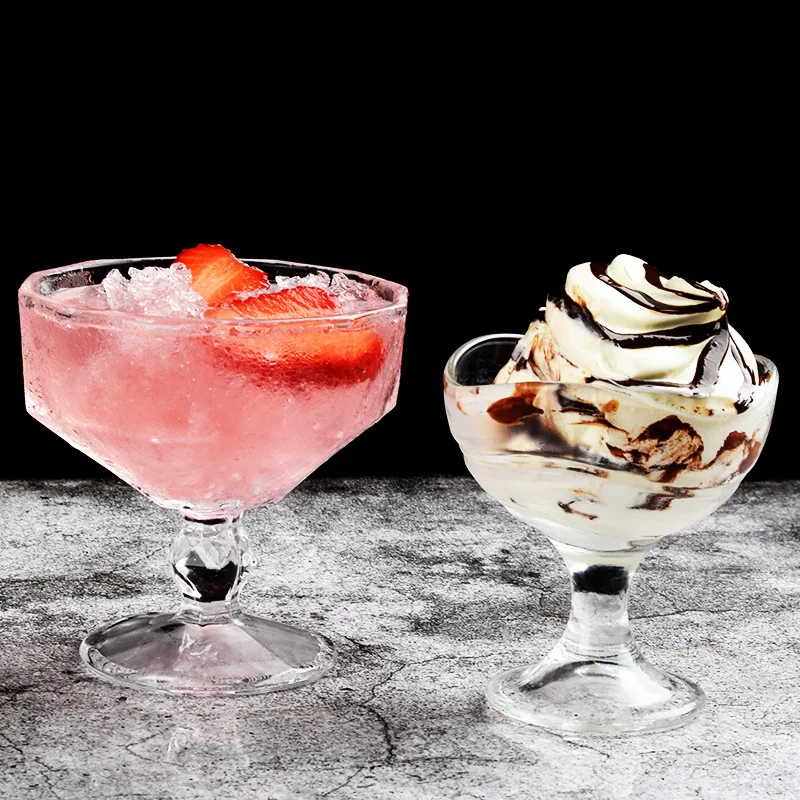 Wholesale Multiple Style Lead-free Glass Dessert Cups Dessert Glass Bowl Ice Cream Glass Cup