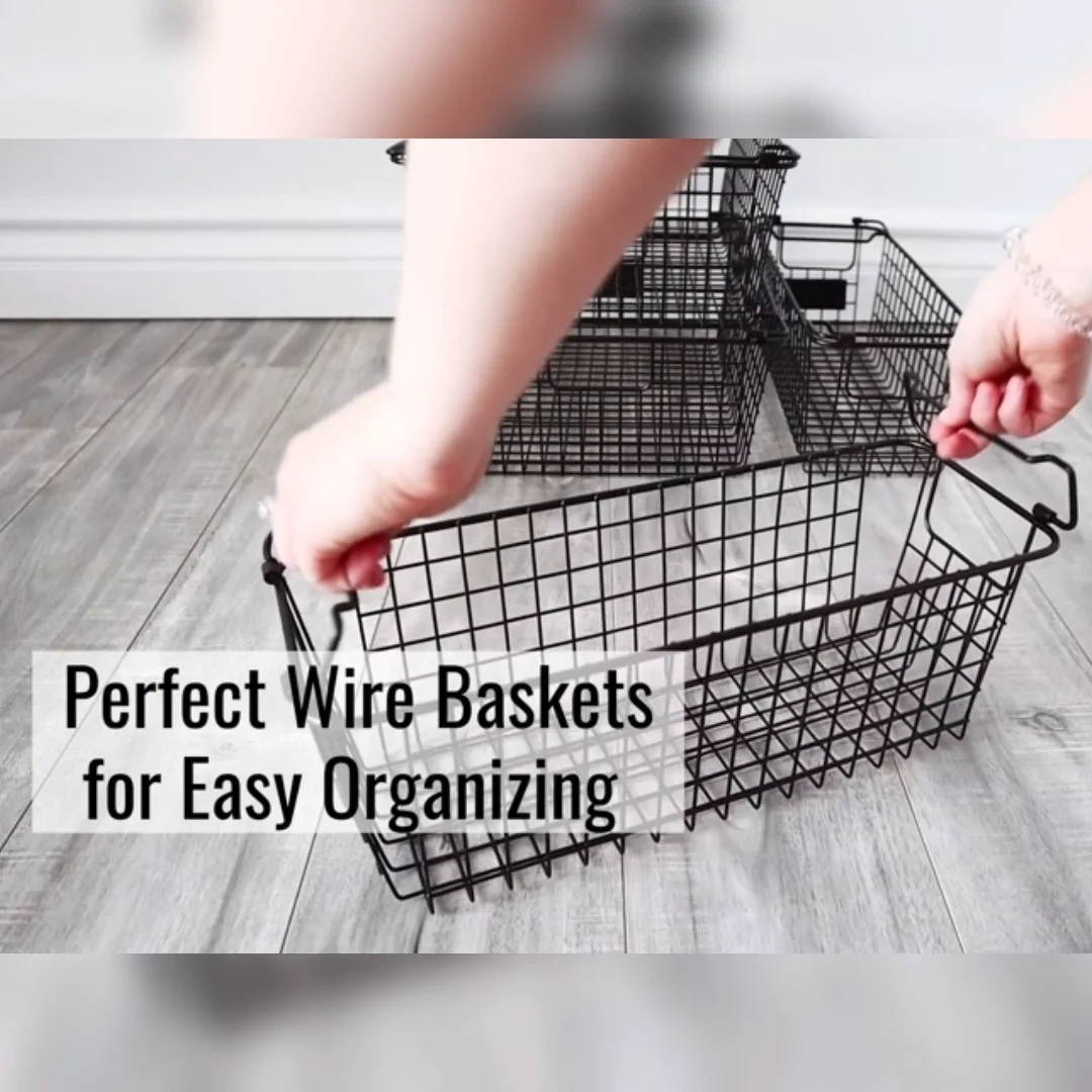 Custom Stackable Metal Wire Baskets Iron Pantry Storage Baskets
