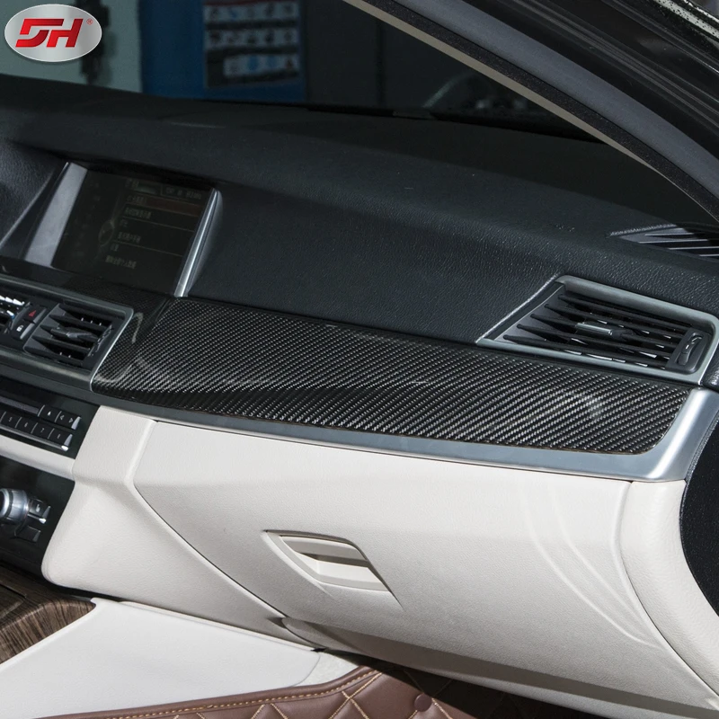 2 pcs Real Dry Carbon Fiber Interior Trims Car Interior Central control storage box cover for BMW F10 F18 5 series 2011-2017
