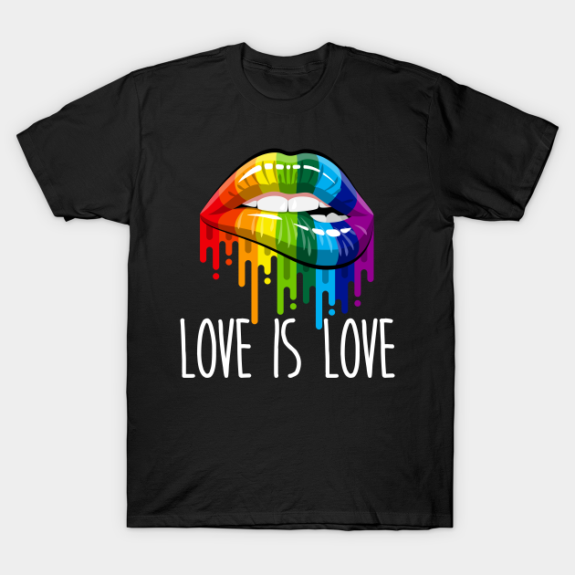 Love Is Love Rainbow Lips LGBT Gay Lesbian Pride Designer Shirts for Men Wholesale Custom Summer Oversize Black T-shirt in Bulk