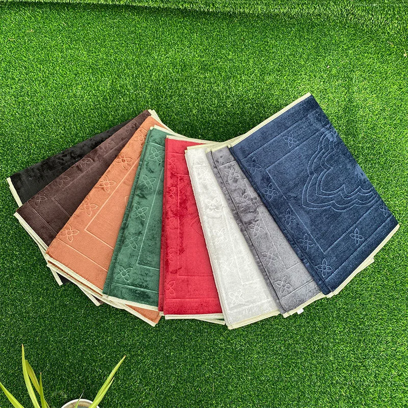 2026 Plain Embossed Portable Pilgrimage Thick Prayer Mat Muslim Carpet Islam Foldable Prayer Mat With Backrest Prayer Mat Gift S_voghion.com