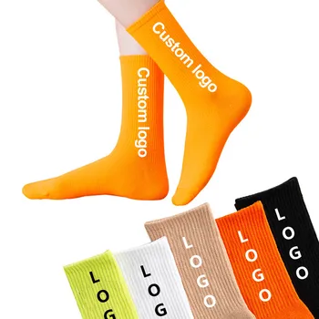Manufacturer Men Custom Letters Design Customized Crew Cotton Socks With Logo