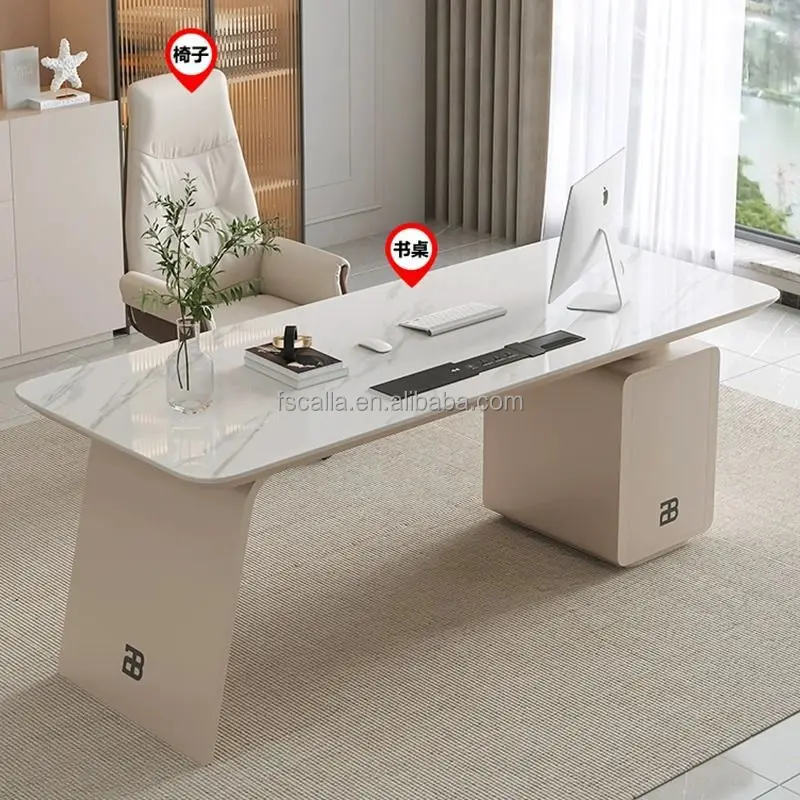 Modern Manager Office Computer Desk With Sintered Stone Top Luxury