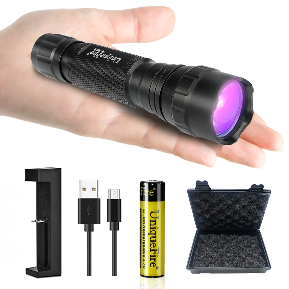 UniqueFire 501B Uv Rechargeable Mini Black Light 3W 365nm UV Light for Resin and Jade Gem Jewelry Identification