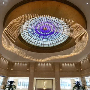 High Quality Modern LED Chandelier for Hotels Unique Glass Crystal Stainless Steel Ceiling Decoration with Oval Shape Indoor Use