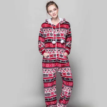 New Christmas Pajama winter Pyjamas Women Sleepwear Christmas Pajamas Custom Print Adult Onesie