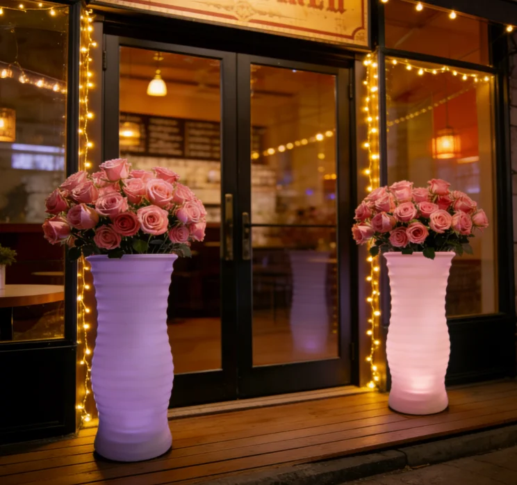 16 Color Remote Charging Small Waist LED Flower Pot for Use in Bars Villas Hotels Nightclub and Event Venues