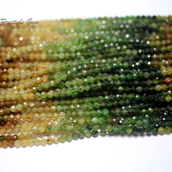 Wholesale Natural Yellow Green tourmaline 3-3.5mm faceted round handmade loose beads for jewelry making design DI