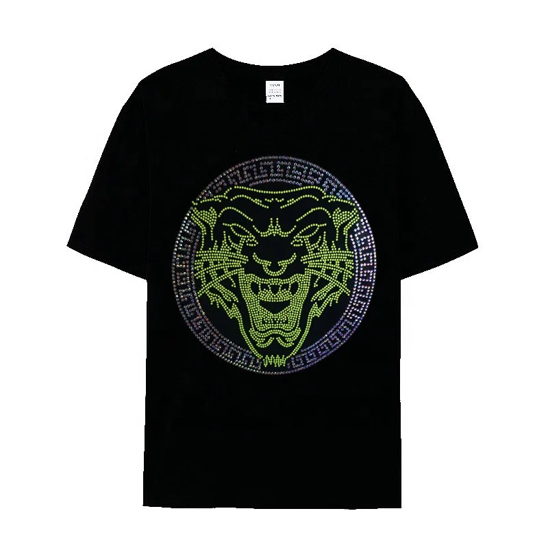 Free sample Ready tiger design iron on wholesale rhinestone template heat transfer