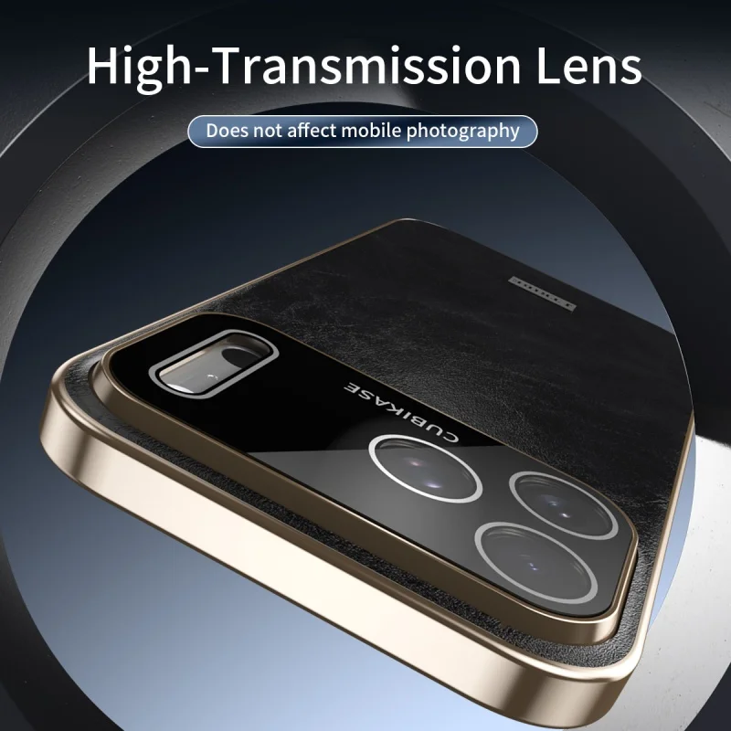 New Electroplating Oil Wax Crazy Horse Hide Leather Phone Case for iPhone 17 15 16 Pro Max With Glass Lens Film Shockproof Cover