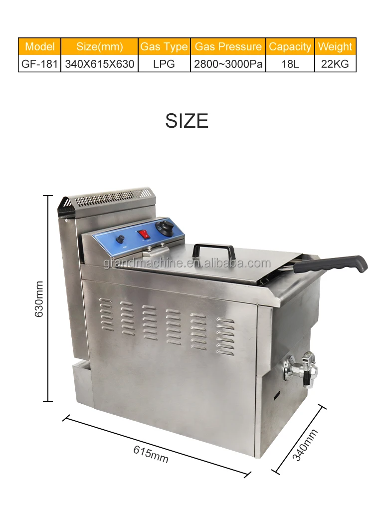 Stainless Steel Chicken Chips Fryer Deep Commercial Gas Deep Fryer Gas Machine Single Tank Small Gas Fryer supplier