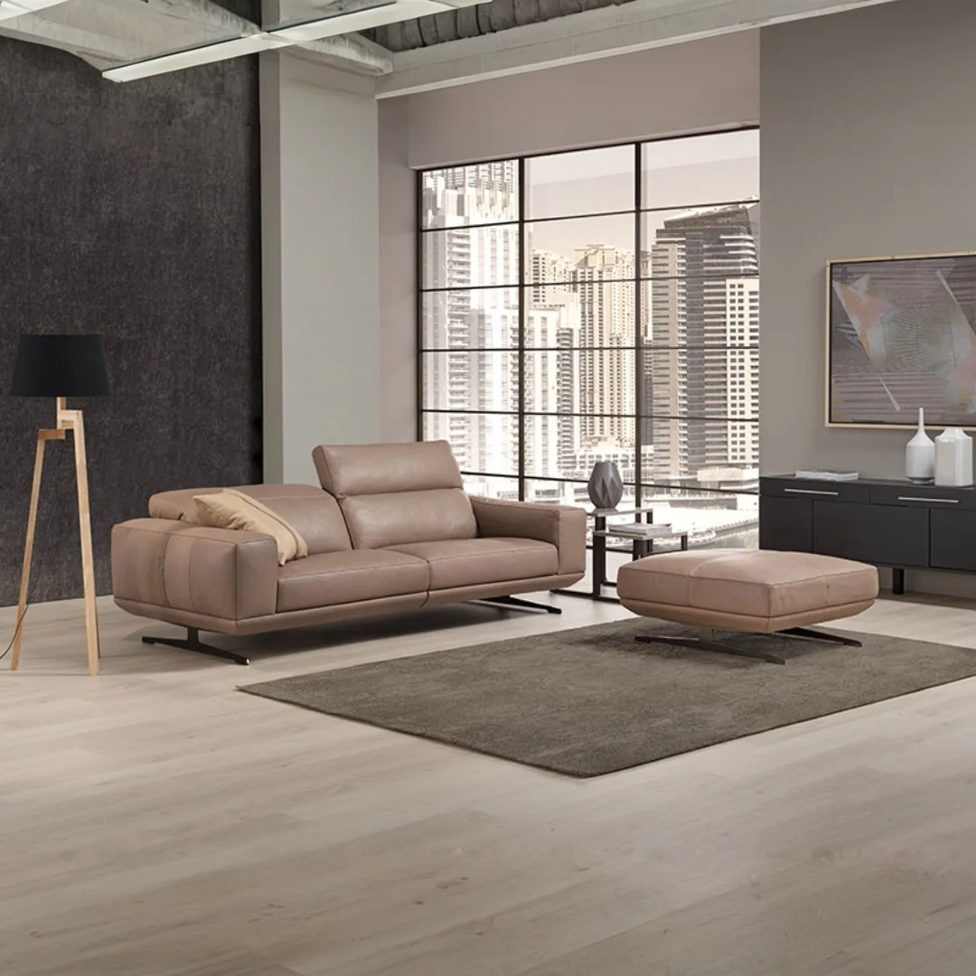 Evergo Orange Wooden Modern Executive Designs Italian Style Office Furniture Leather Sofa Set Supplier 3 2 1 Sectional Sofa