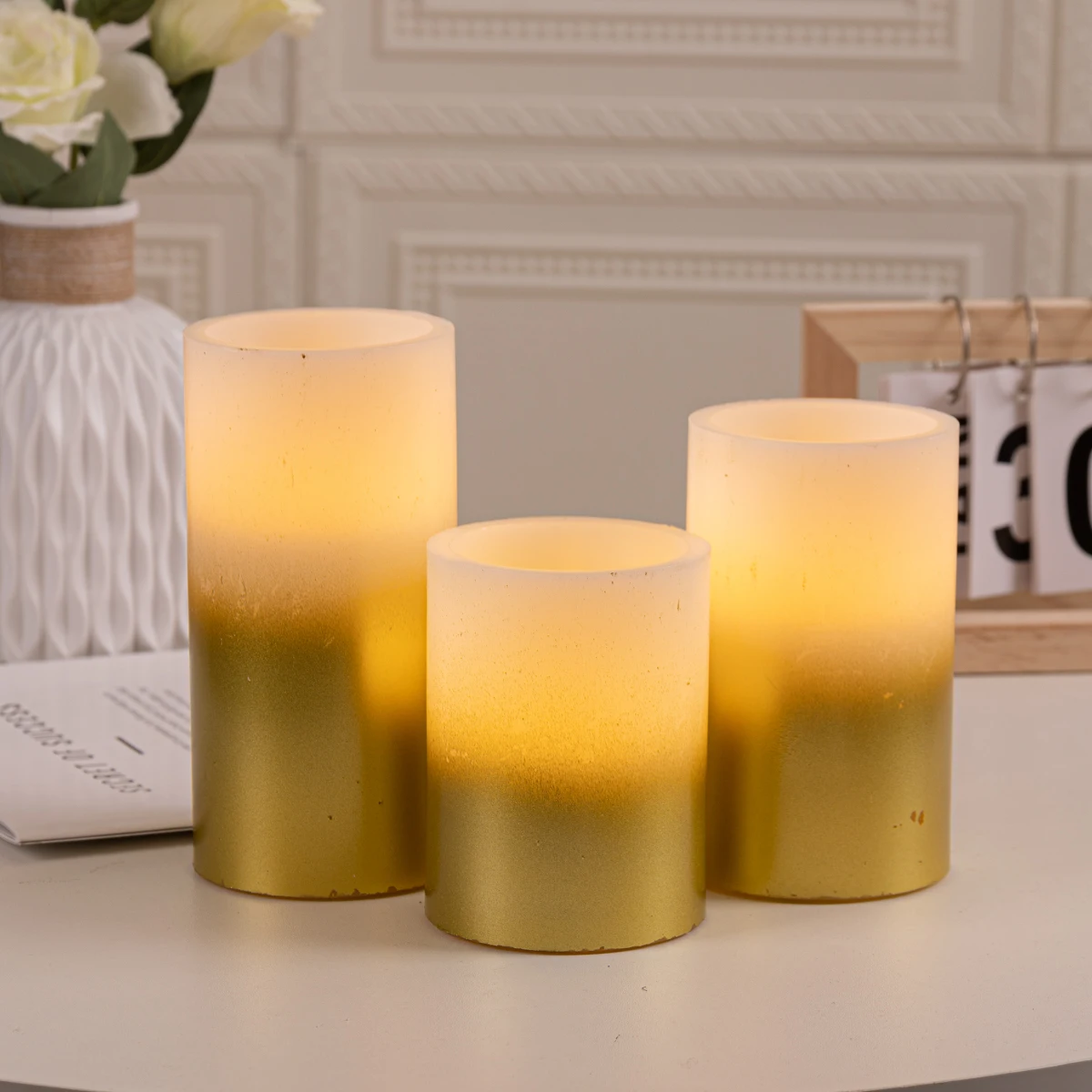 product half spray gold paraffin flameless led candle home decoration light indoor party event festival decoration-30