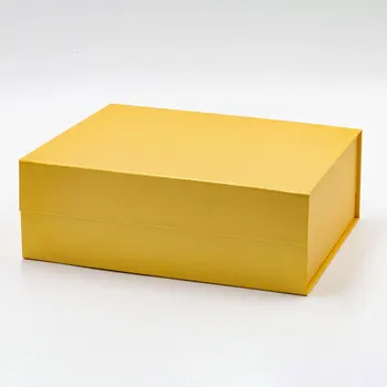 Deluxe golden yellow art paper eco friendly packaging custom brand gift box for your business