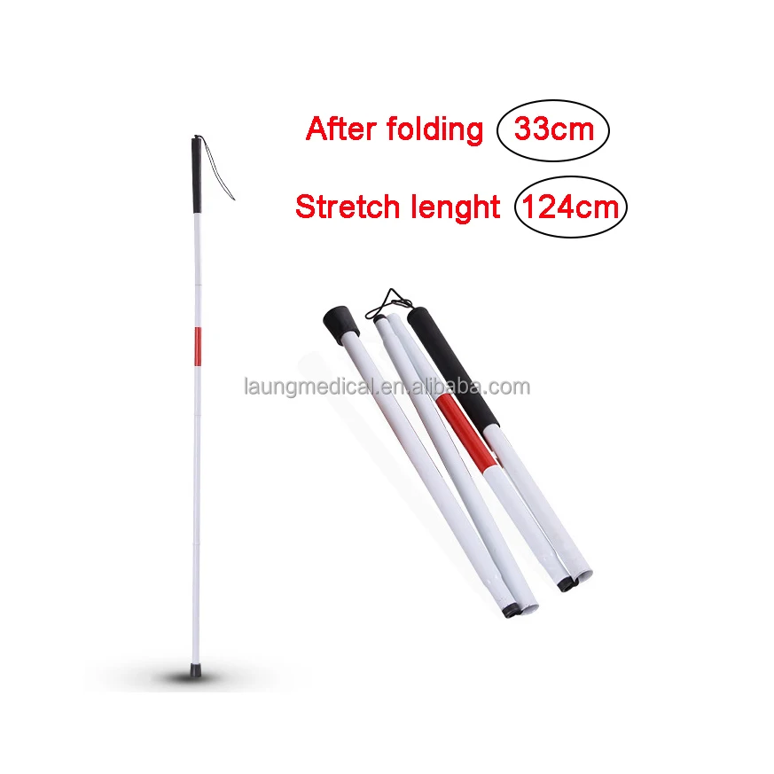 Aluminum Telescopic White Support Cane Blind Straight Retractable