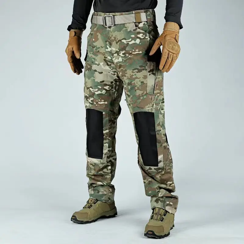 Men's XL Tactical Cargo Pants with Knee Pads Nylon Camo Trousers for Paintball Vintage Decoration Work Outdoor Hiking