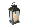Dark Black Gold Plastic Lantern with LED Candle