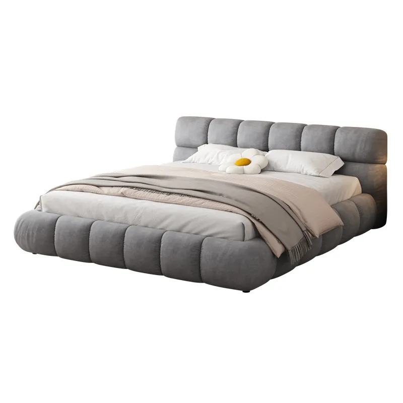 Italian Cloud Bed Simple Technology Cloth Double Bed Light Luxury Cream Color Fabric Bed Bedroom Furniture
