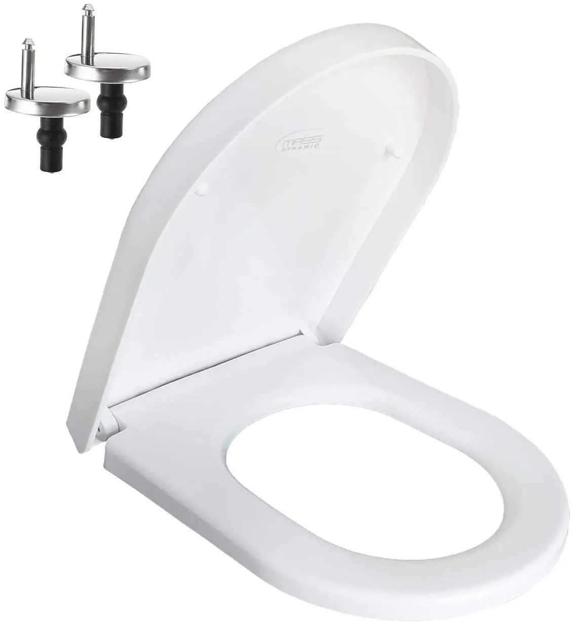 Luxury White D Shape Toilet Seat Stainless Steel Hinges 