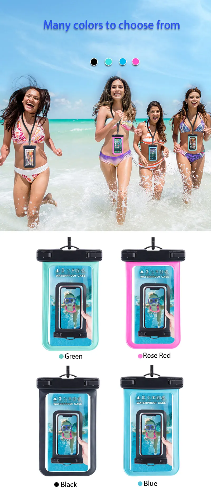 New Design Waterproof Phone Pouch IPX8 PVC Waterproof Phone Bag For Hiking Swimming Skiing Camping