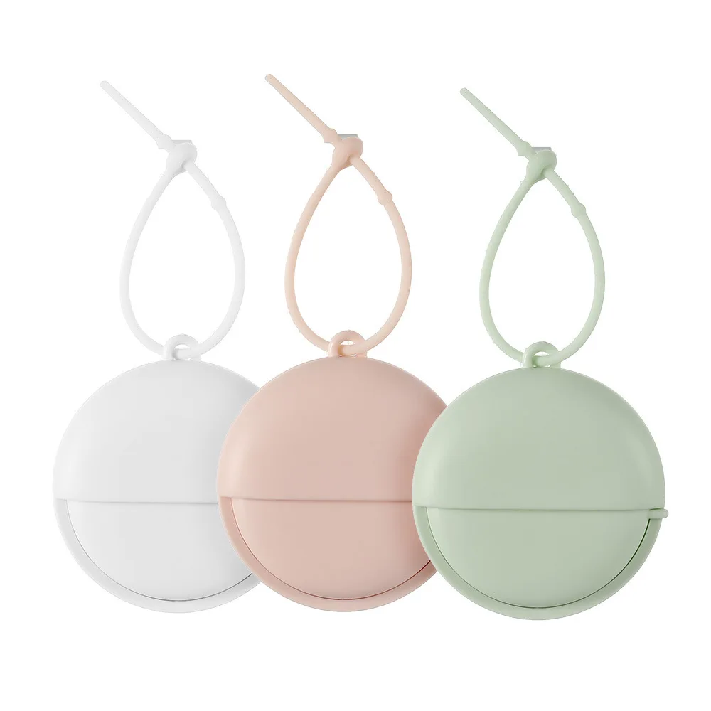 Round Shape 50pcs/case Portable Disposable Outing Paper Soap Sheets Flakes Box Soluble in Water for Outdoor with Lanyard