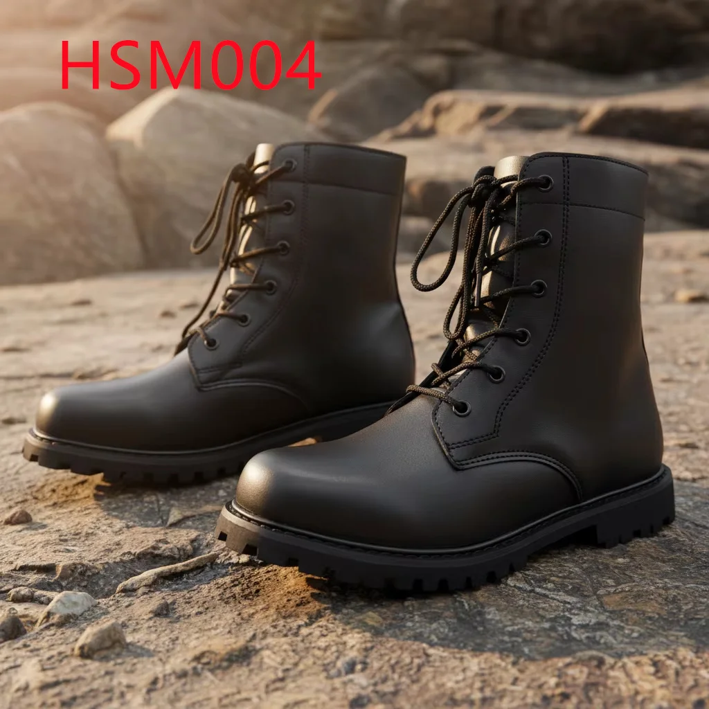 ZYF, Sepatu Bot Tempur Kulit Sapi Alami Penuh untuk Medan Beragam Warna Hitam, Sol Karet Cengkeraman Unggul Desert Tower, Sepatu Bot Taktis HSM004