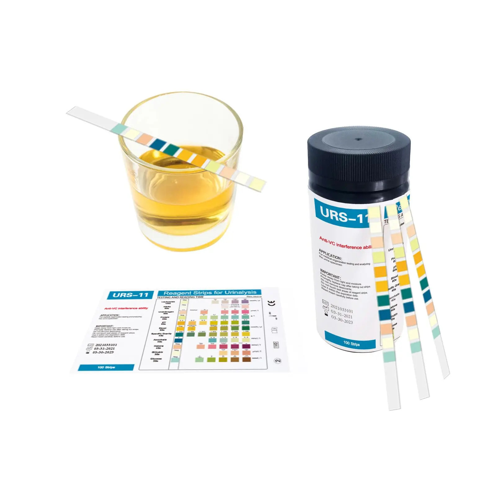 Urine Dipstick 11 Parameter Urinalysis Reagent Test Strips (100) Ketone ...