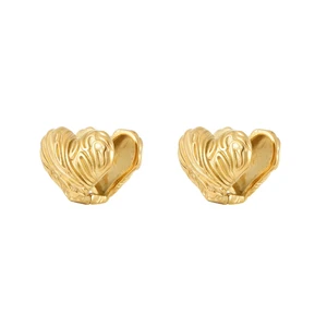 Romantic Vintage Heart Shape 18K Gold Plated Hoop Earrings Stainless Steel Women Zircon Trendy Engagement GRS Certified