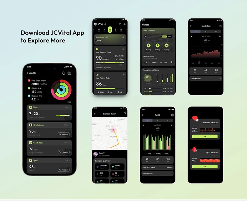 JCVital V4 Black Safety Wearable Device for Sugar Monitoring Api Smart ...