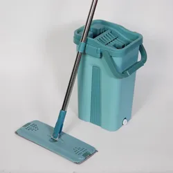 Швабра из микрофибры с ручкой нержавеющей стали моющиеся накладки плоская для влажной и сухой