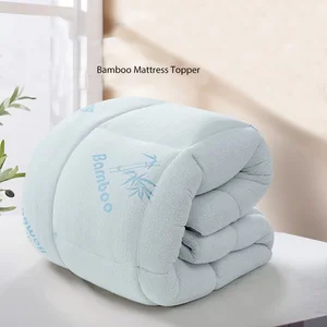 Wholesale Price Extra Thick Relieves Stress Bamboo Polyester Padded Mattress Cover Mattress Topper