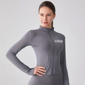 Wholesale Yoga Coat Training Clothes for Women Stand Collar Zip up Sleeve Sports Jacket Sport Outfit Jogging Gym Top