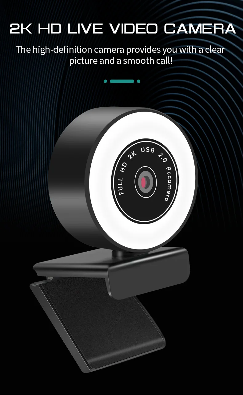 リングライト付きウェブカメラ ストリーミング 2k USBカメラ