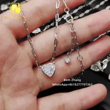 Cheap Price Women Luxury Charm Necklace 925 Sterling Silver Heart Shape CZ Diamond Necklace For Engagement  Wedding