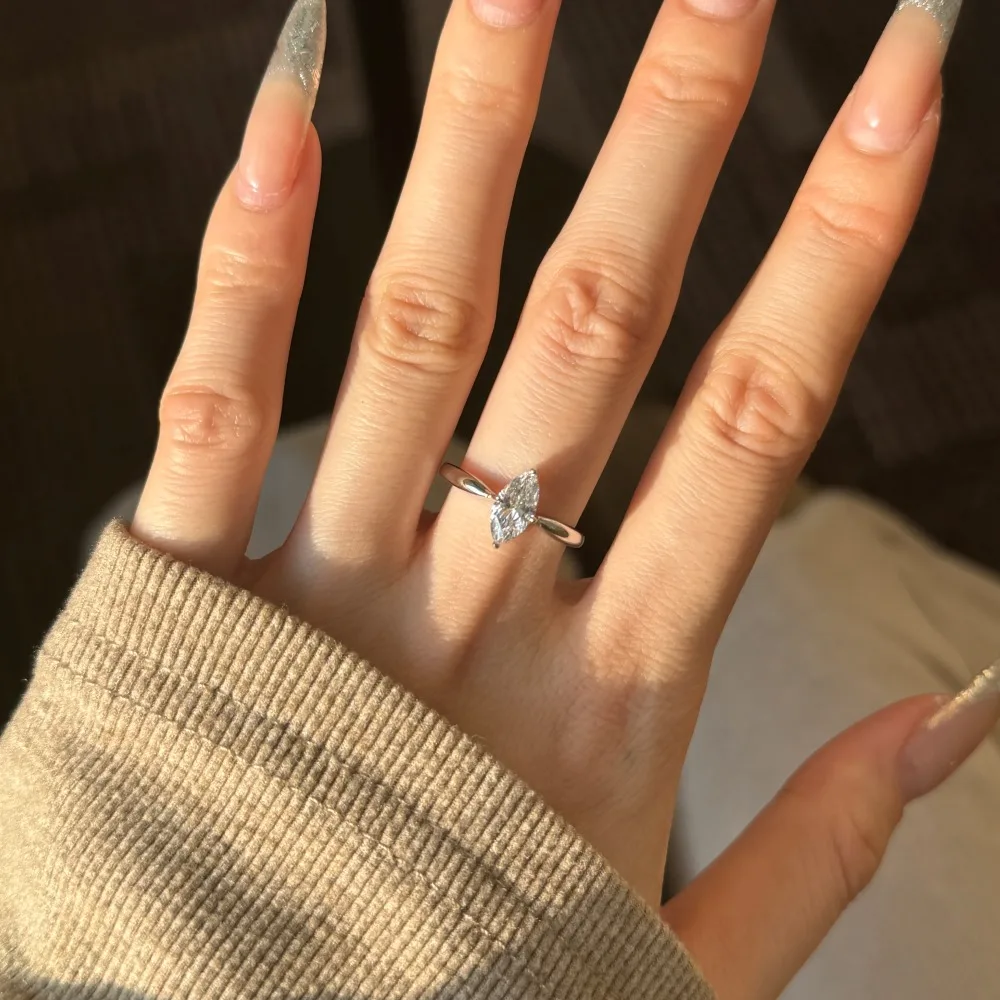 KAKODIY Wedding 925 Sterling Silver Women's Promise 5A Zirconia Water Drop Romantic Elegant Ring detail 2