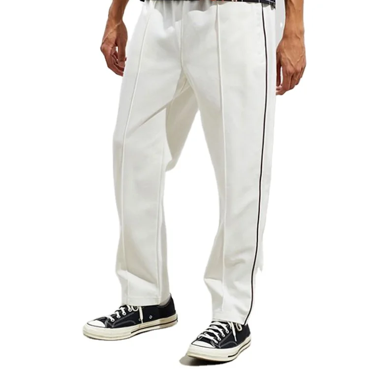 Navy Side Stripe Trousers  New Look