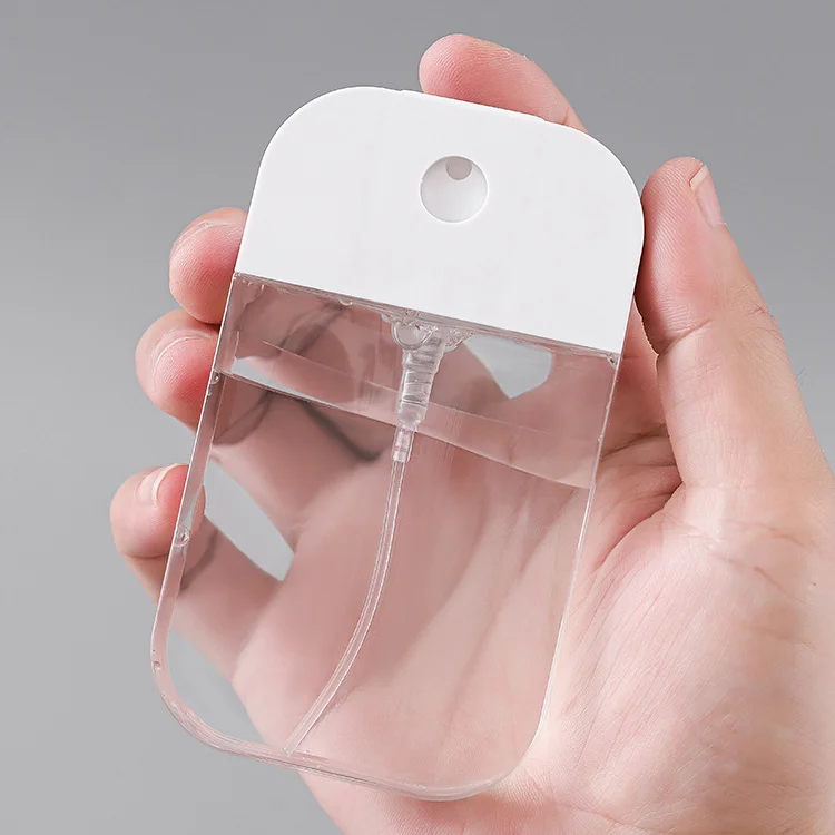 35ml 45ml 50ml Empty Plastic Alcohol Hand Sanitizer Credit Card Refillable Perfume Mist Spray Bottle with Silicone case Keychain