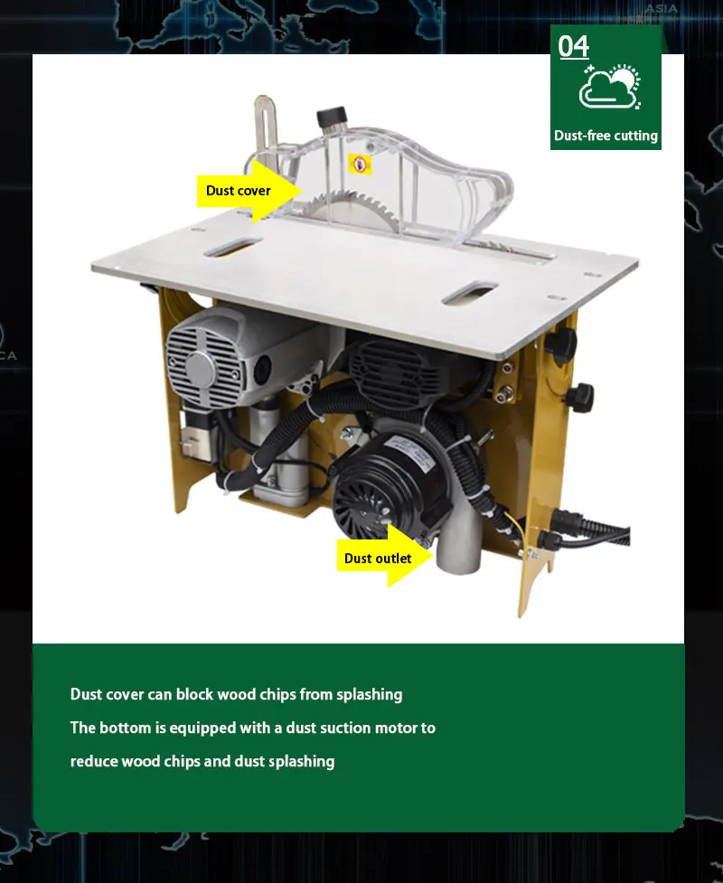 Wood Precision Table Panel Saw with Main Saw and Scoring Saw Blade 3000W Woodworking for MDF