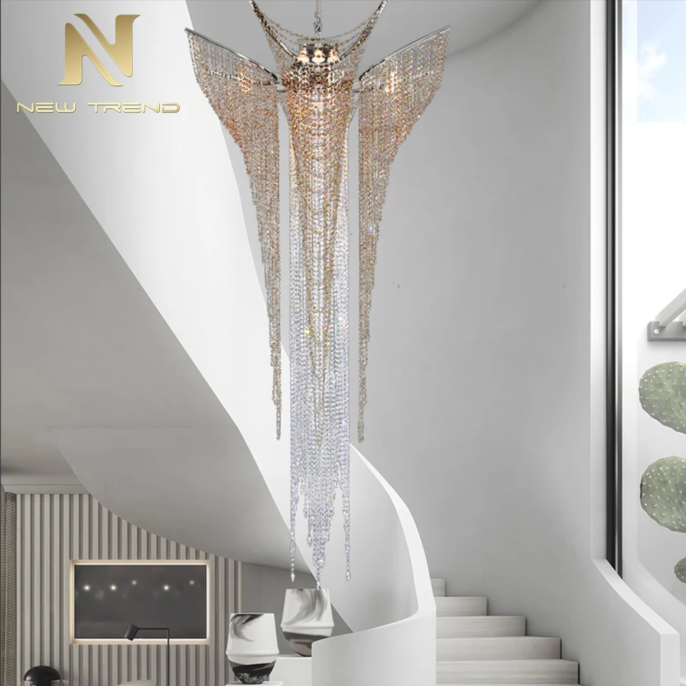 CPL-291 New Product Indoor Decoration Hanging Light Hotel Lobby Hall Villa Staircase Crystal LED Chandelier Light