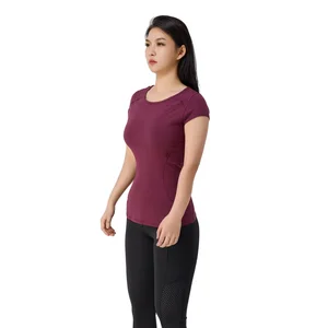 Women's Breathable Round-neck Sports Tops Yoga Tops Flexible Sweat-Resistant Shirts for Pilates Fitness Sessions Women Gym