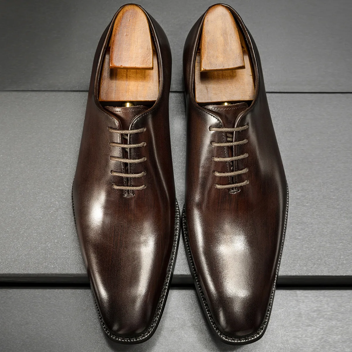 mens brown pointed dress shoes Formal Mens Shiny Lace up Derby Leather Dress Shoes,Brown,Size:9
