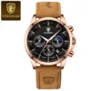 Leather Strap-2 Rose Case Black Dial