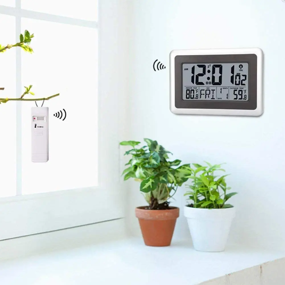 Good Selling Modern Design Digital Clock Large Display Radio Control Temperature Humidity Calendar Digital Wall Clock