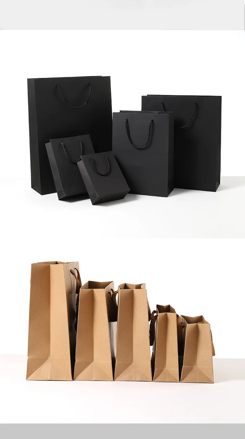 Black Paper Bags With Handle Recyclable Shopping Paper Bag With Your